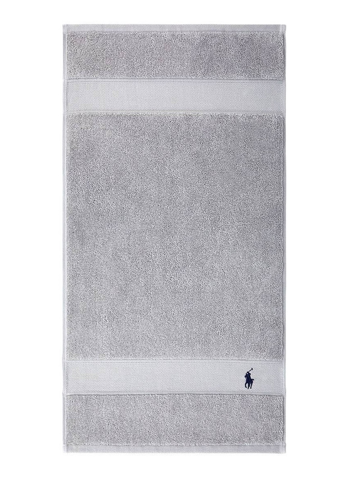 Ralph Lauren Polo Player gastendoek - 600 gr/m2 - 40 x 75 cm - voorkant 3 lichtgrijs