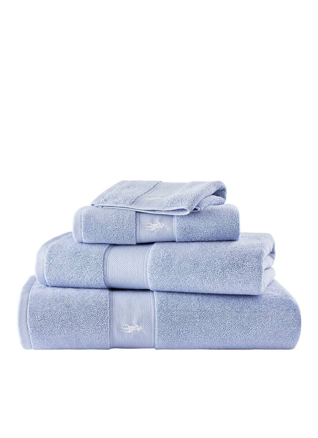 Ralph Lauren Polo Player gastendoek - 600 gr/m2 - 40 x 75 cm - detail 4 lichtblauw