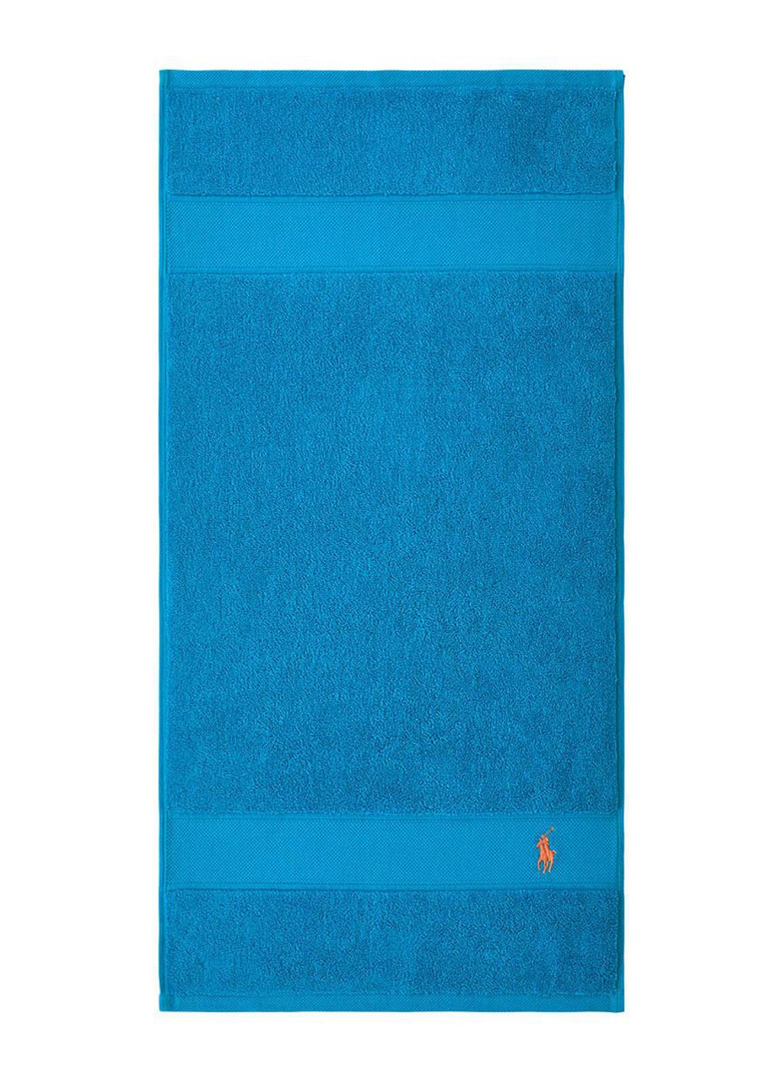 Ralph Lauren Polo Player gastendoek - 600 gr/m2 - 40 x 75 cm - voorkant turquoise