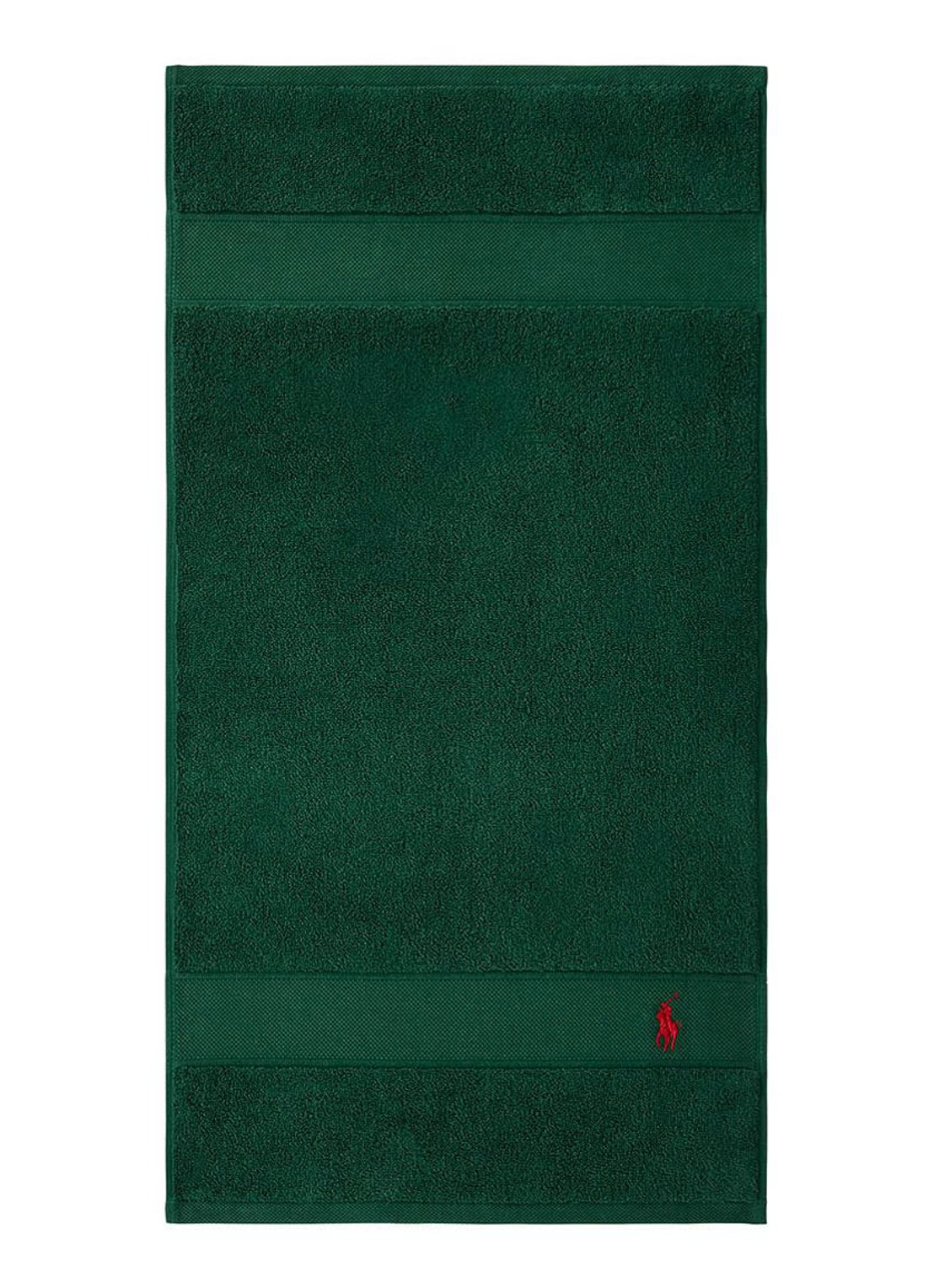 Ralph Lauren Polo Player gastendoek - 600 gr/m2 - 40 x 75 cm - voorkant donkergroen