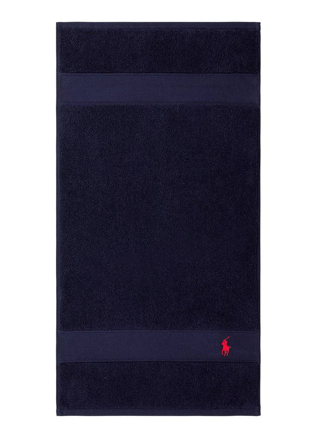 Ralph Lauren Polo Player gastendoek - 600 gr/m2 - 40 x 75 cm - voorkant donkerblauw