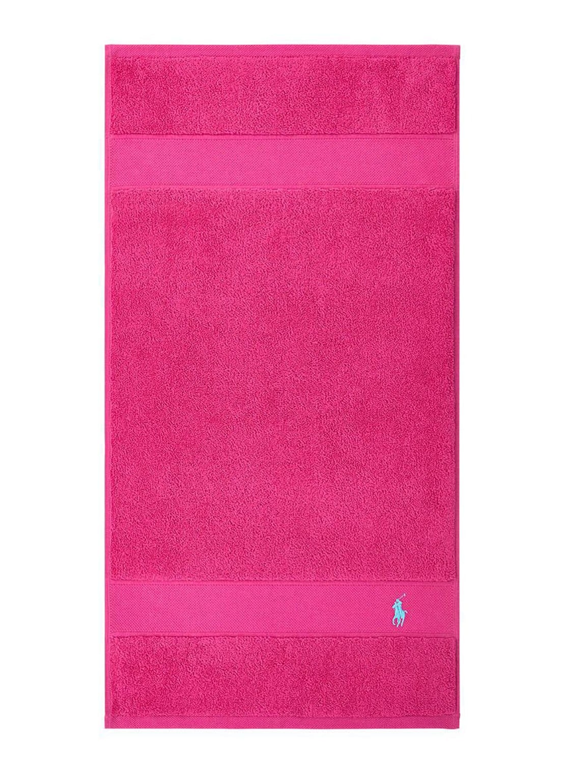 Ralph Lauren Polo Player gastendoek - 600 gr/m2 - 40 x 75 cm - voorkant fuchsia