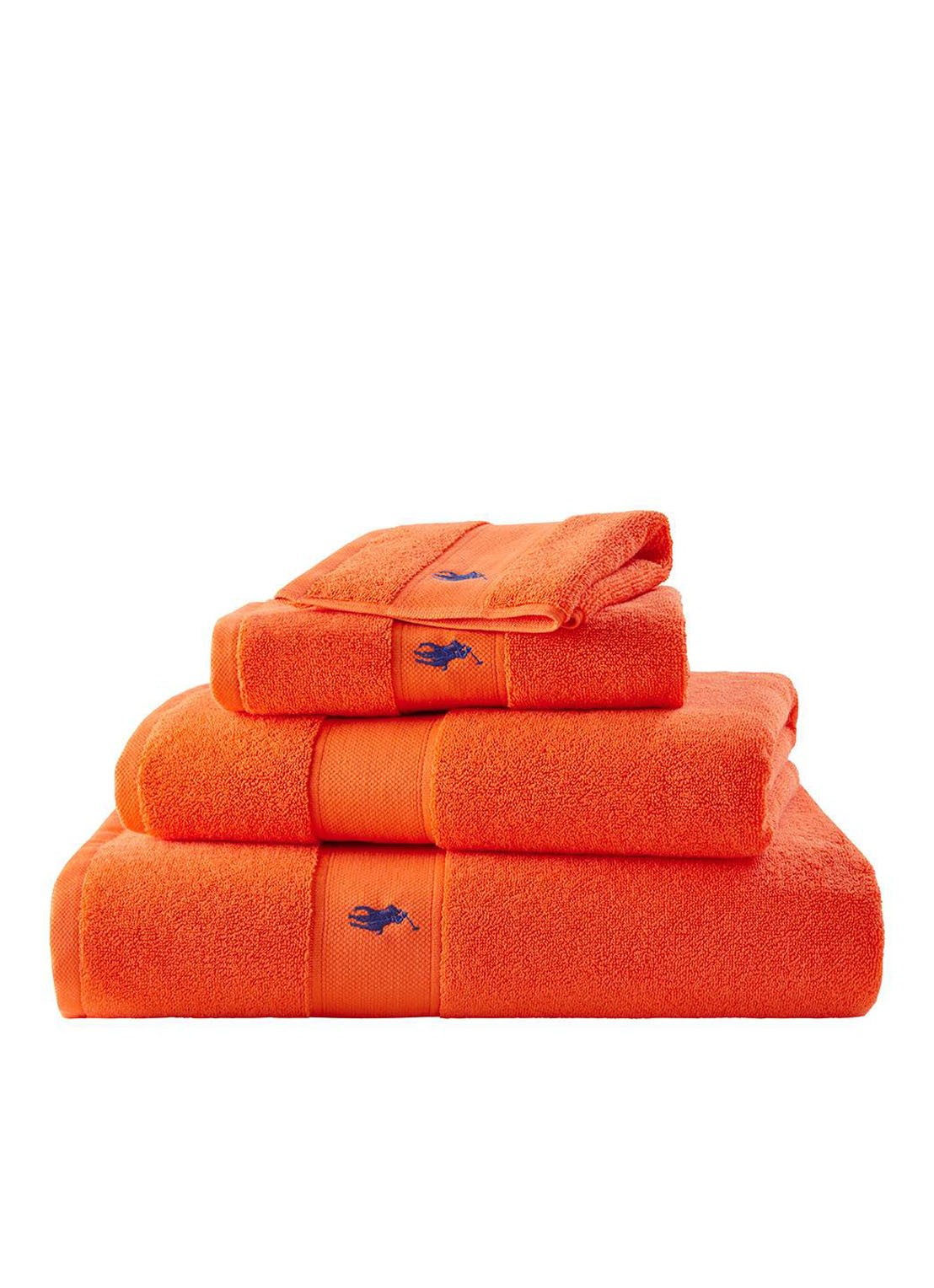 Ralph Lauren Polo Player gastendoek - 600 gr/m2 - 40 x 75 cm - detail 3 oranje
