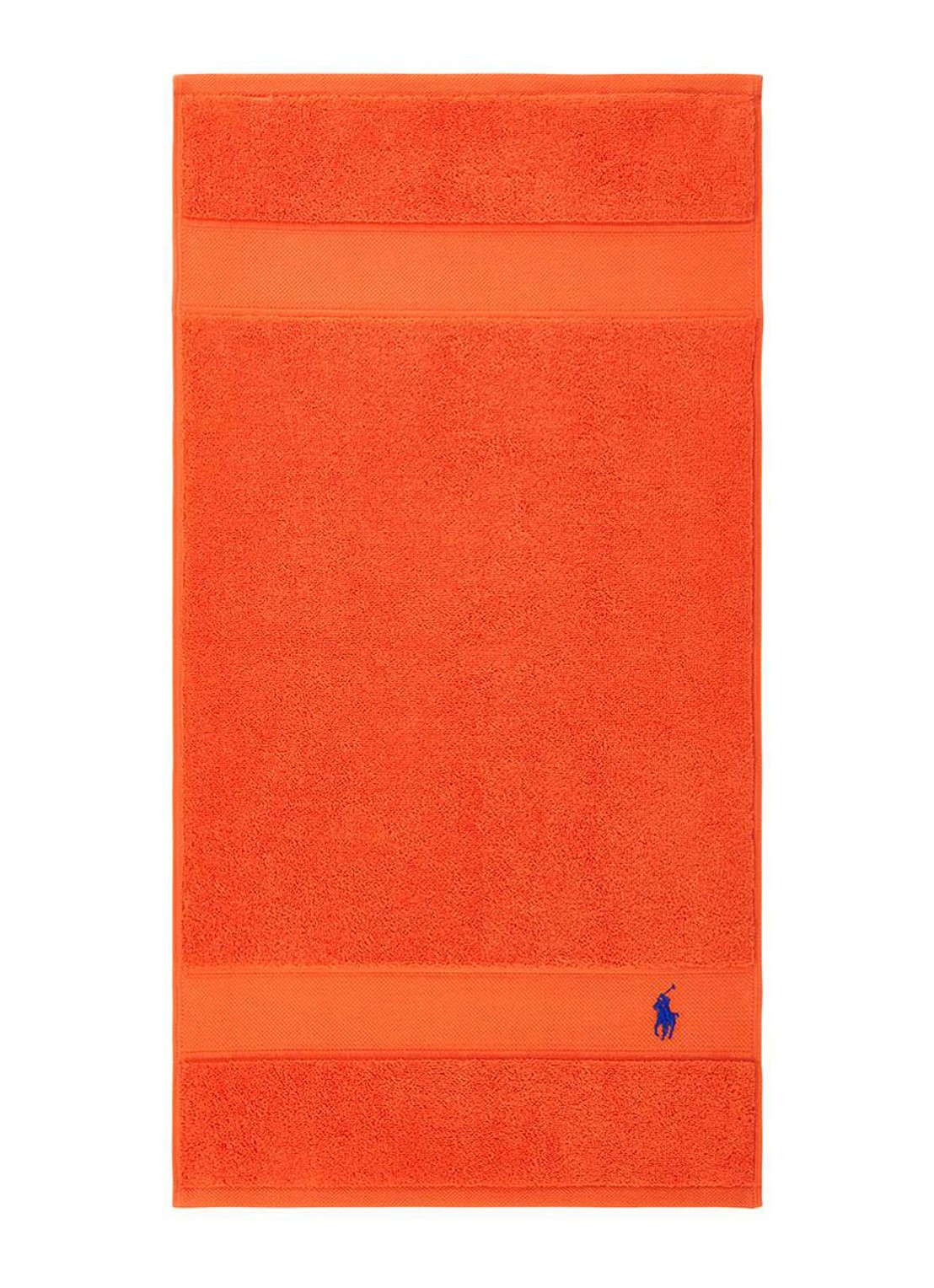 Ralph Lauren Polo Player gastendoek - 600 gr/m2 - 40 x 75 cm - voorkant oranje