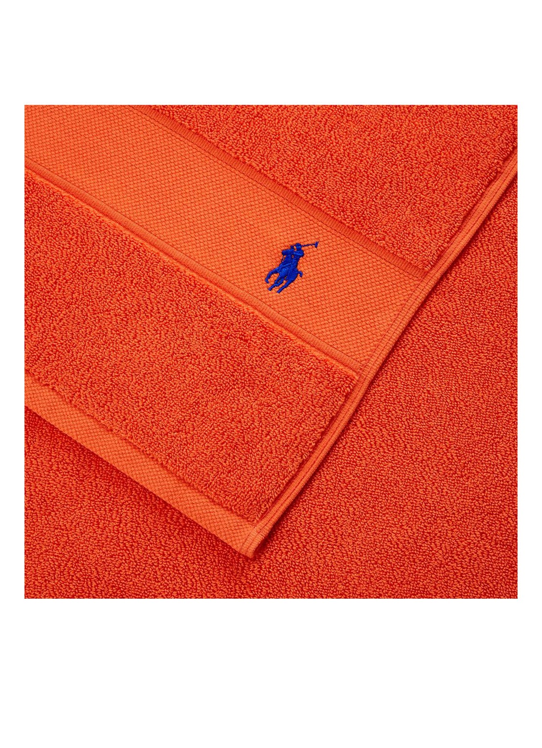 Ralph Lauren Polo Player gastendoek - 600 gr/m2 - 40 x 75 cm - voorkant 2 oranje