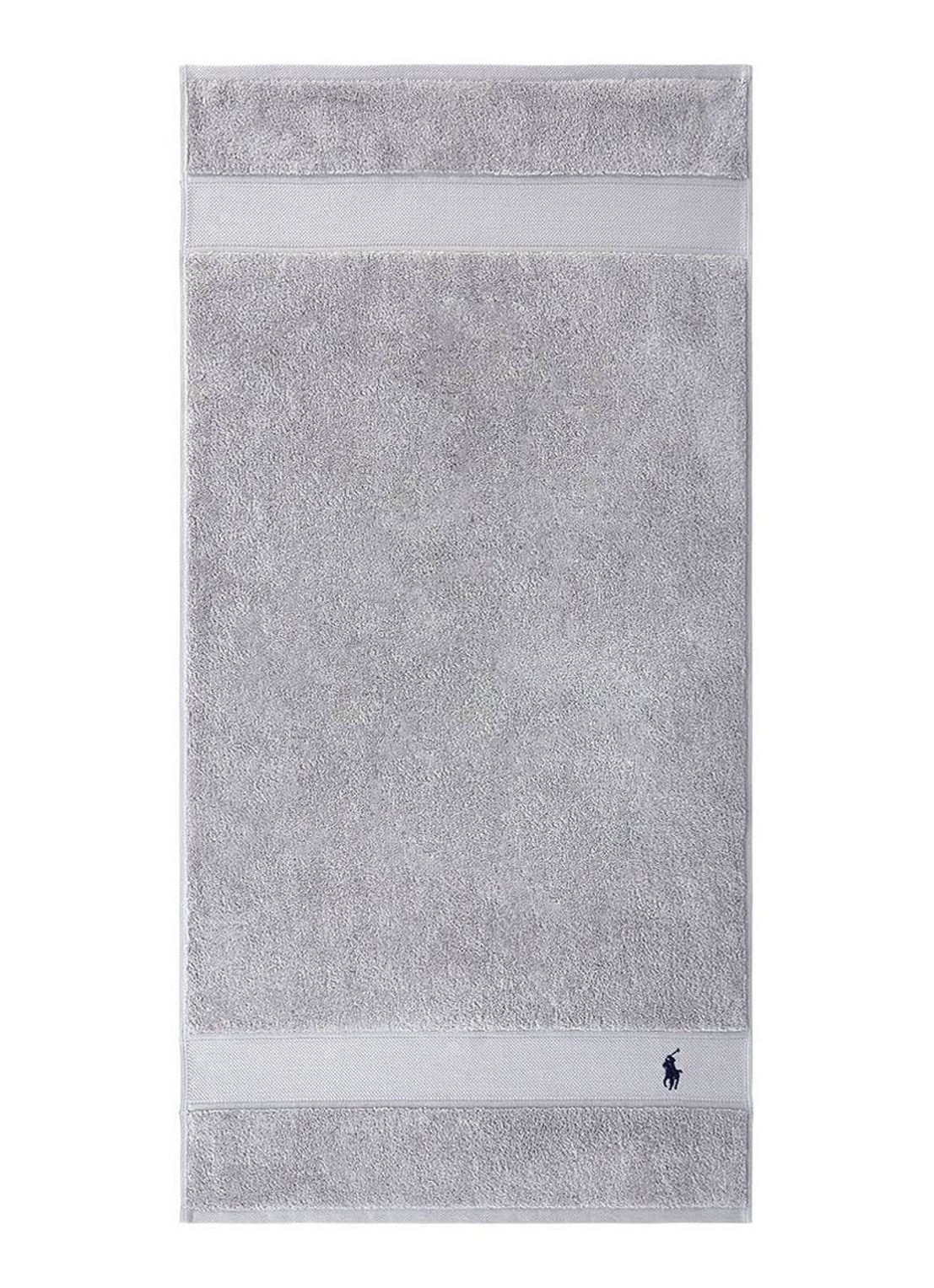 Ralph Lauren Polo Player handdoek - 600 gr/m2 - 50 x 100 cm - voorkant 2 lichtgrijs