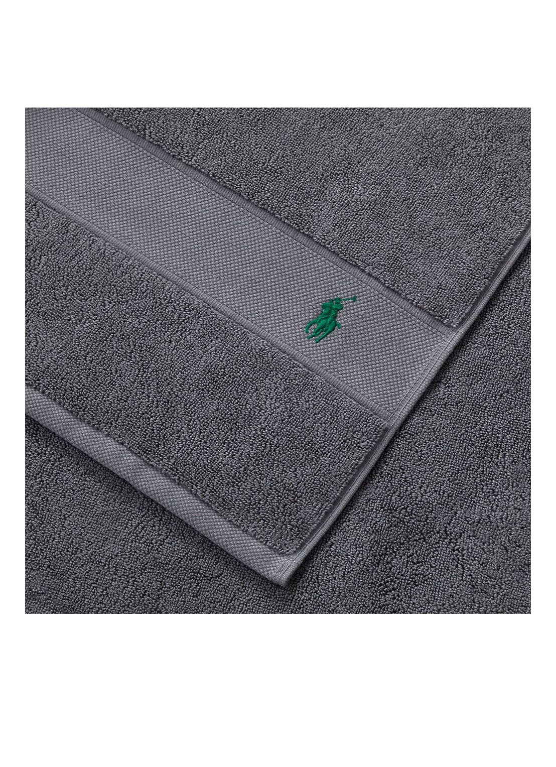 Ralph Lauren Polo Player handdoek - 600 gr/m2 - 50 x 100 cm - voorkant 3 donkergrijs