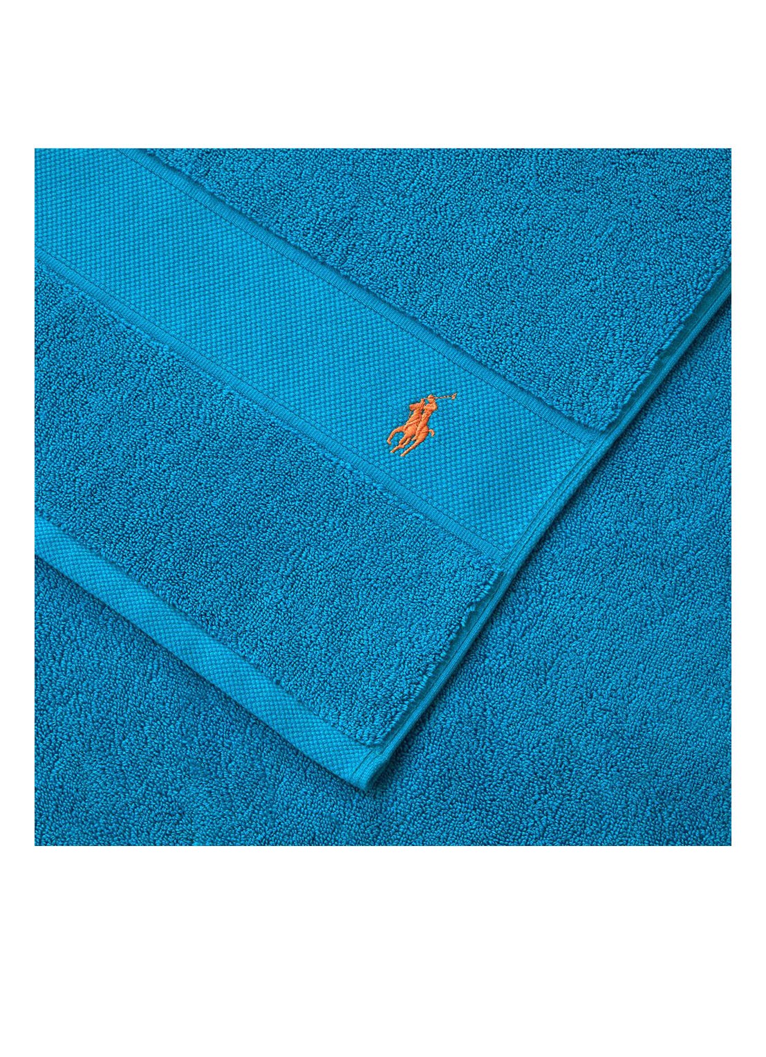 Ralph Lauren Polo Player handdoek - 600 gr/m2 - 50 x 100 cm - voorkant 2 turquoise