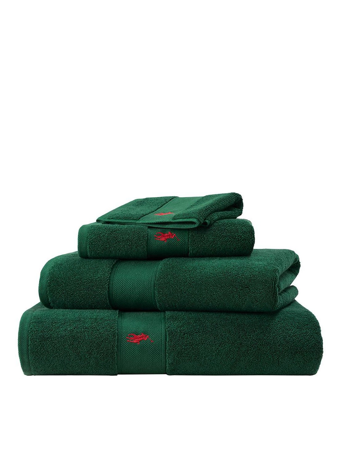 Ralph Lauren Polo Player handdoek - 600 gr/m2 - 50 x 100 cm - detail 4 donkergroen