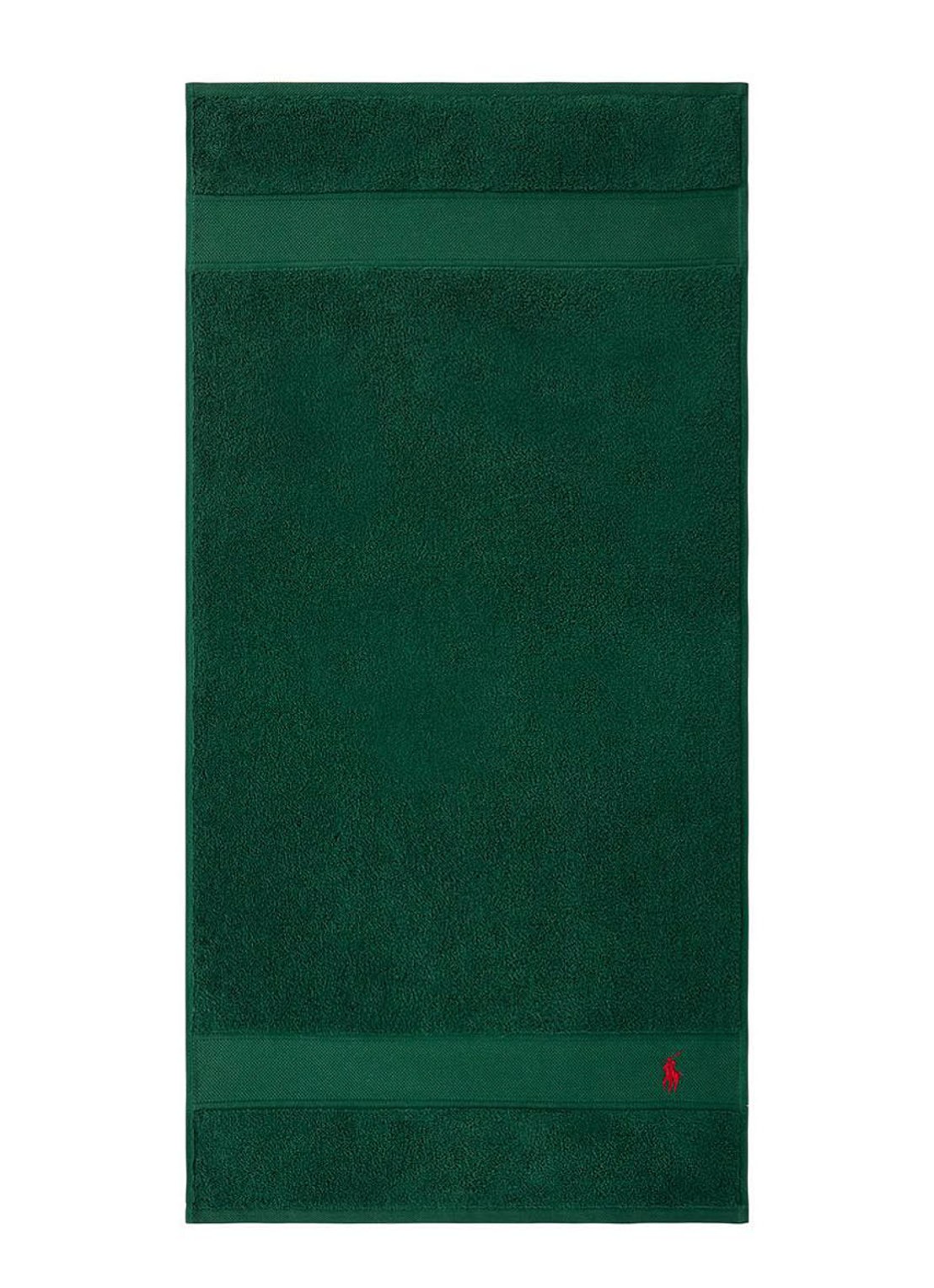 Ralph Lauren Polo Player handdoek - 600 gr/m2 - 50 x 100 cm - voorkant 2 donkergroen