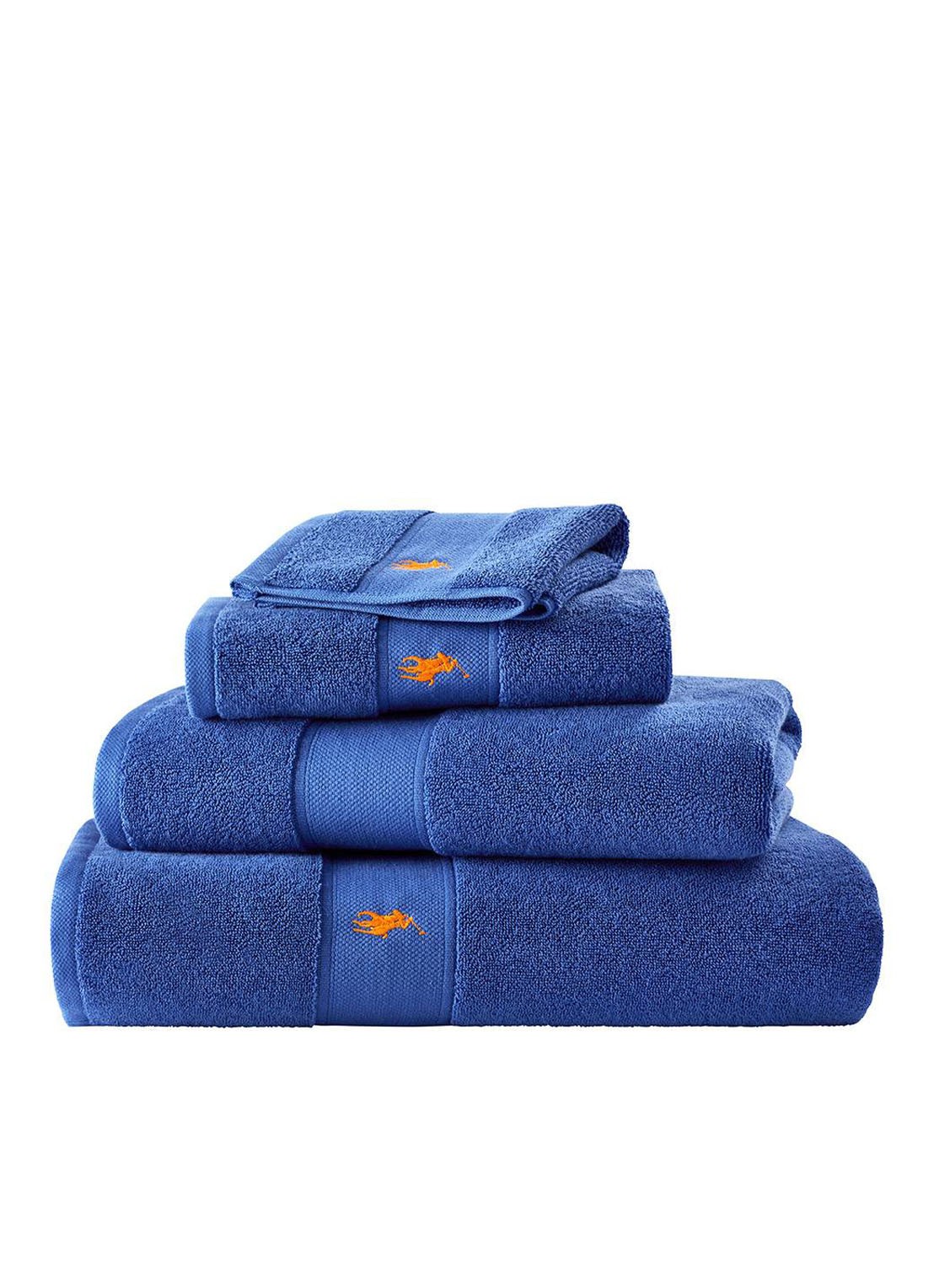 Ralph Lauren Polo Player handdoek - 600 gr/m2 - 50 x 100 cm - detail 3 kobaltblauw