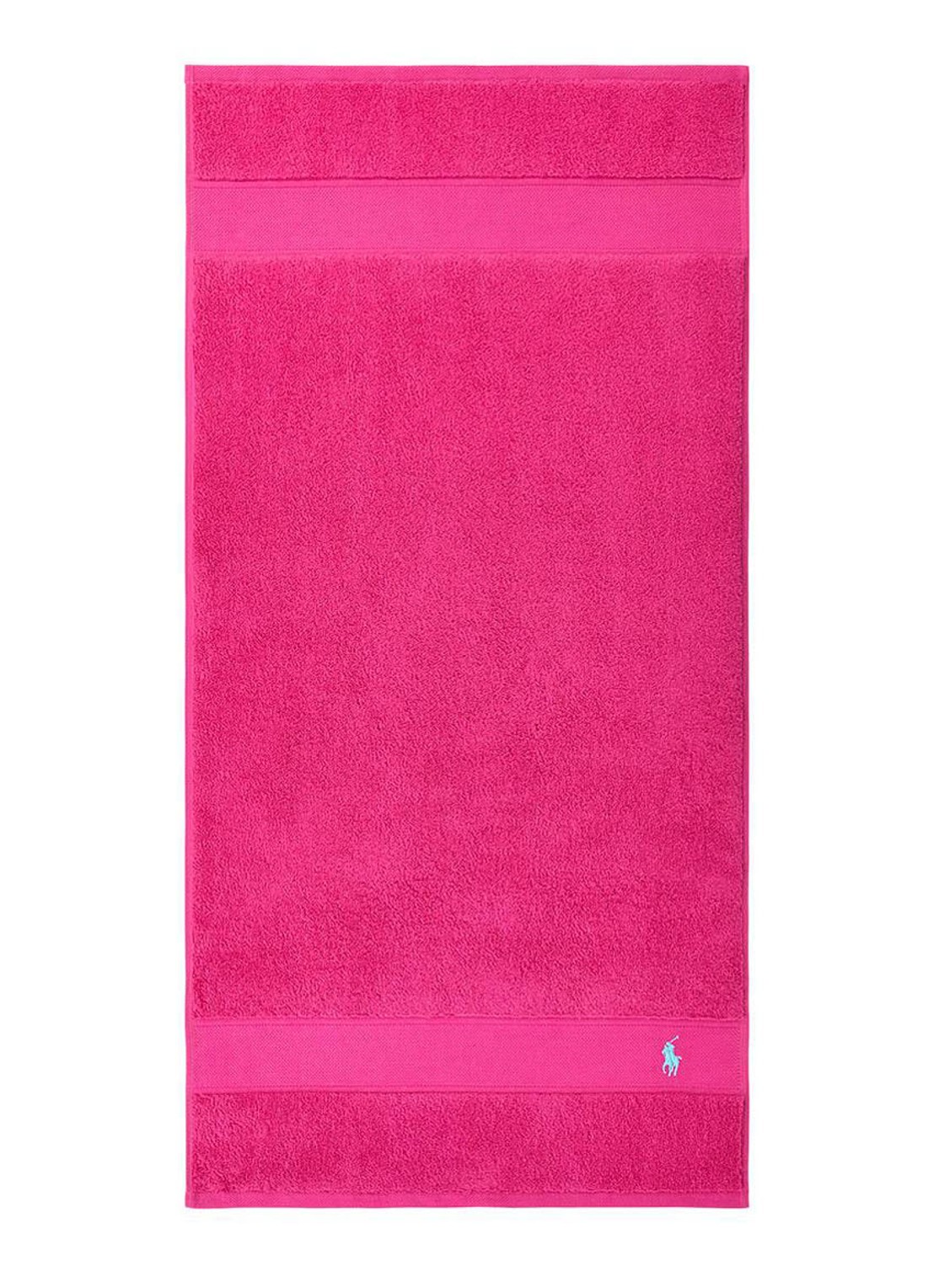 Ralph Lauren Polo Player handdoek - 600 gr/m2 - 50 x 100 cm - voorkant 2 fuchsia