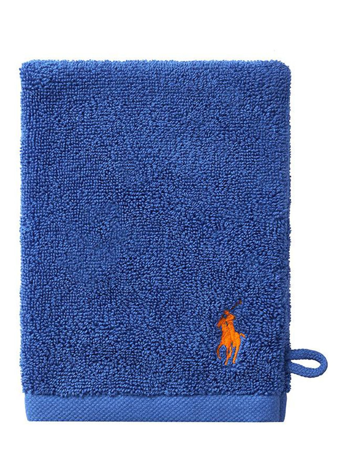 Ralph Lauren Polo Player washand - 15 x 21 cm - voorkant kobaltblauw