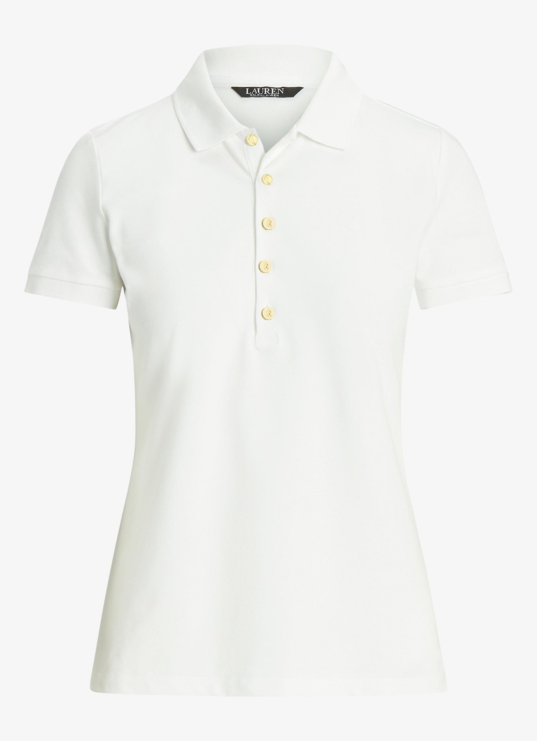 Ralph Lauren Polo van piqué katoen met logoborduring - voorkant 2 wit