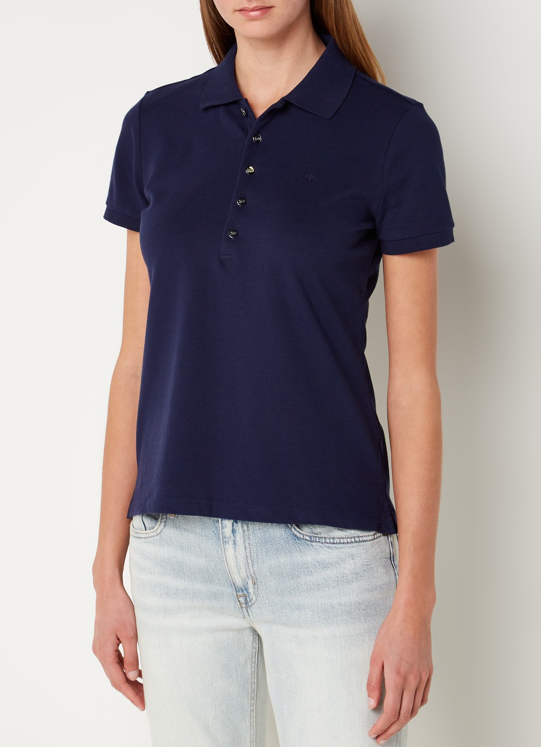 Ralph Lauren Polo van piqué katoen met logoborduring - detail blauw