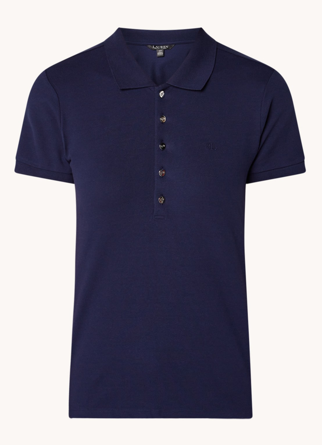 Ralph Lauren Polo van piqué katoen met logoborduring - voorkant 2 blauw