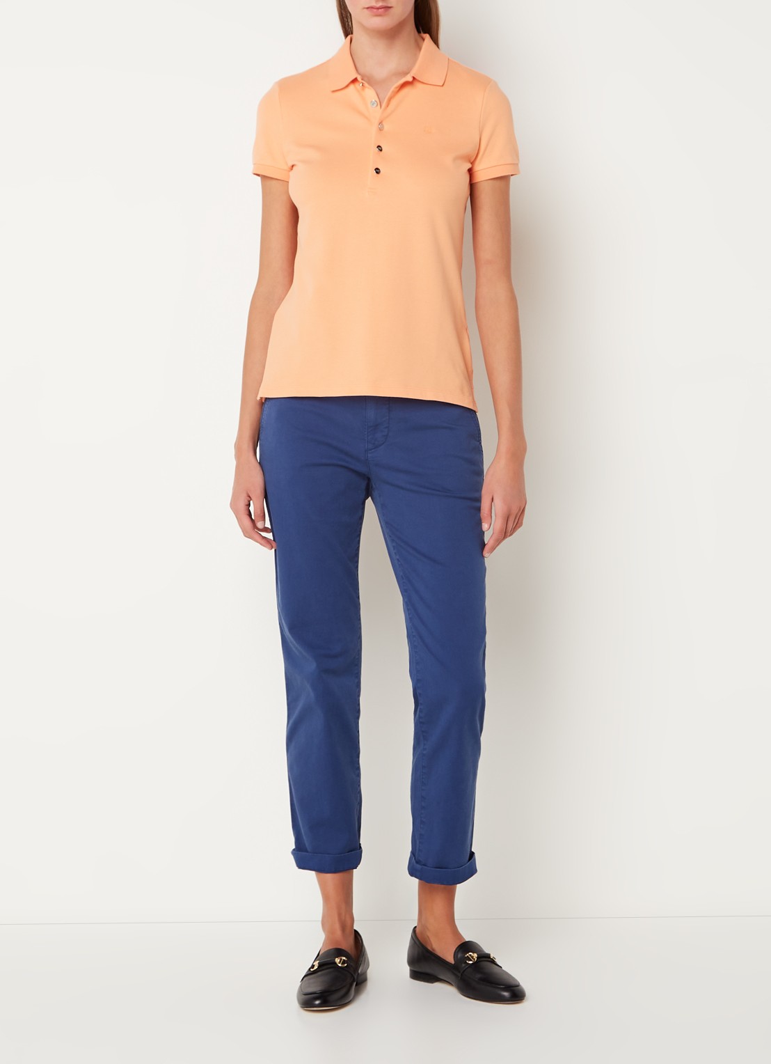 Ralph Lauren Polo van piqué katoen met logoborduring - voorkant 4 lichtoranje