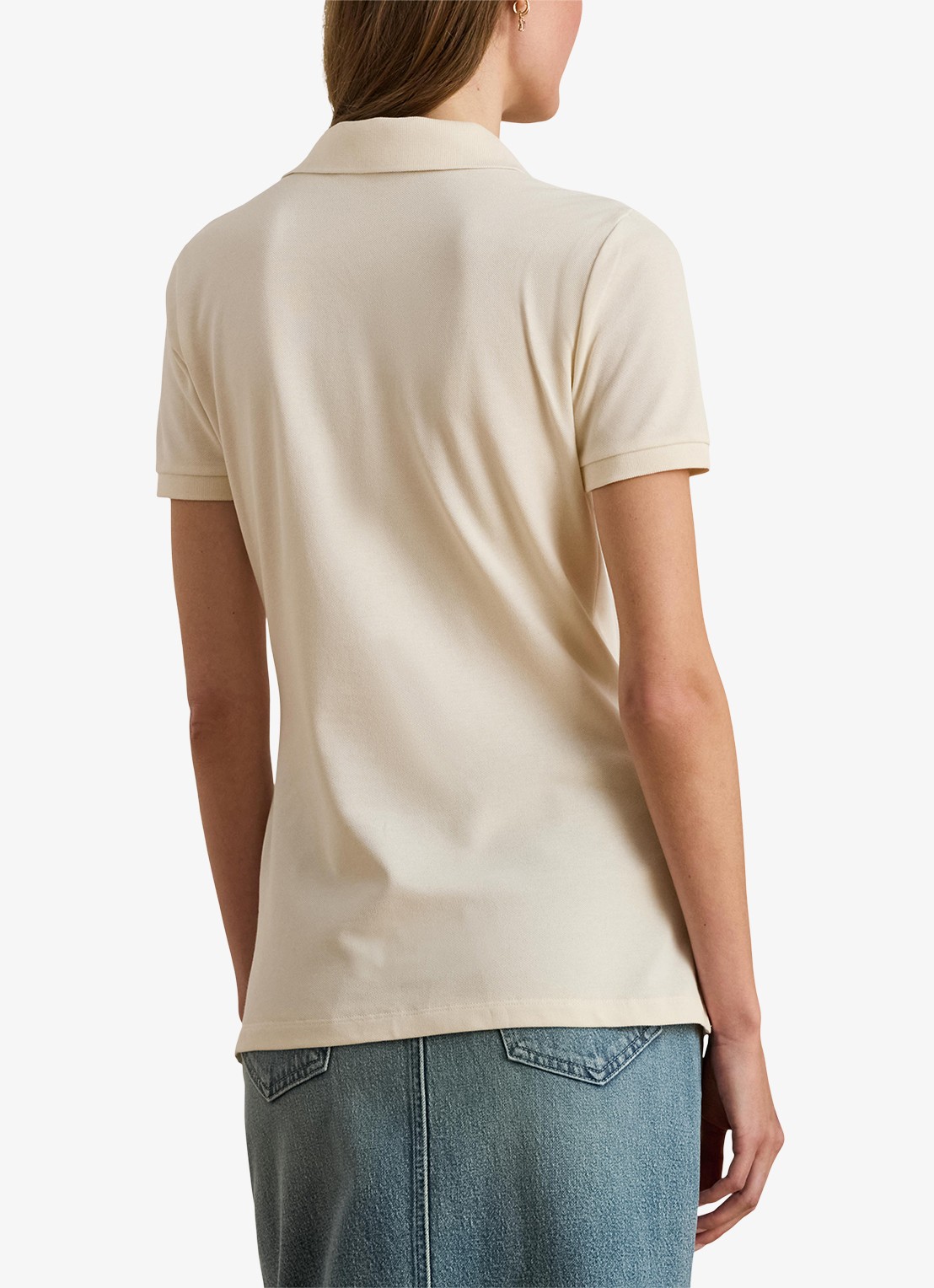 Ralph Lauren Polo van piqué katoen met logoborduring - achterkant 4 creme