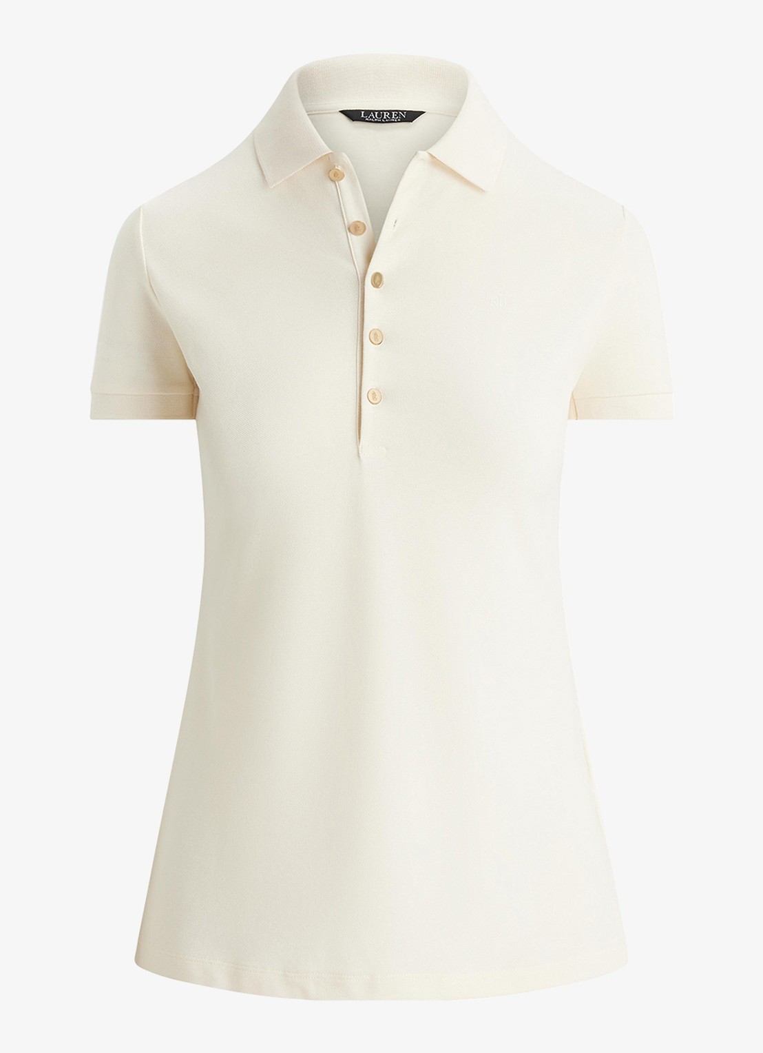 Ralph Lauren Polo van piqué katoen met logoborduring - voorkant creme