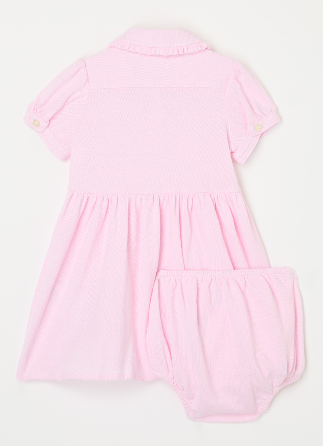 Ralph Lauren Polojurk van piqué katoen met bloomer - voorkant 2 lichtroze