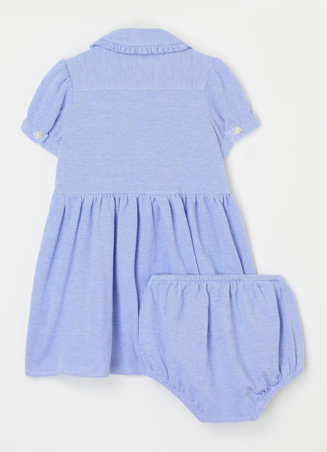 Ralph Lauren Polojurk van piqué katoen met bloomer - voorkant 2 lichtblauw