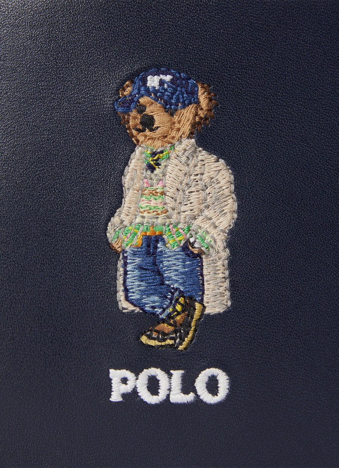 Ralph Lauren Portemonnee van leer met logo - achterkant donkerblauw