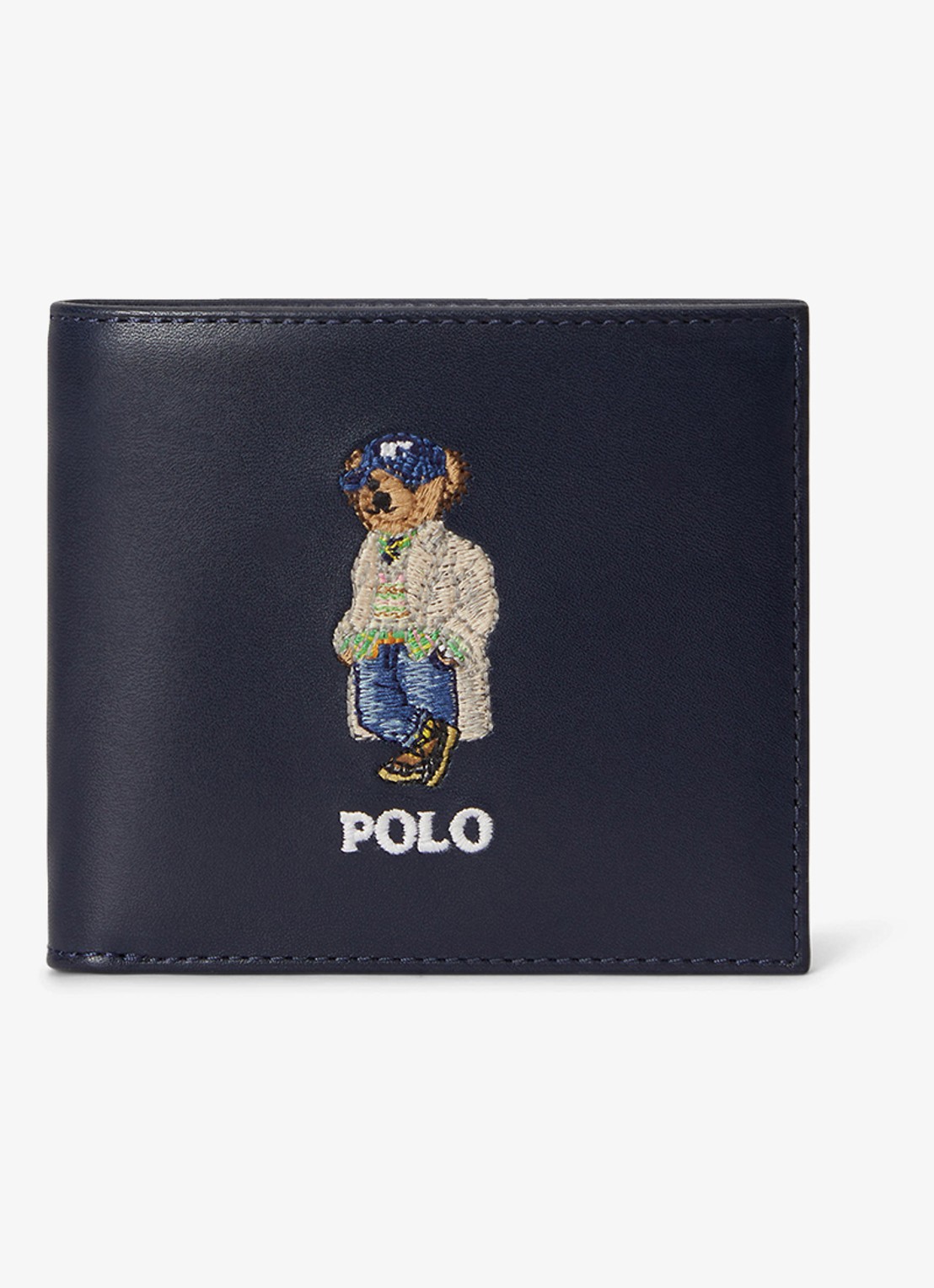 Ralph Lauren Portemonnee van leer met logo - voorkant 2 donkerblauw