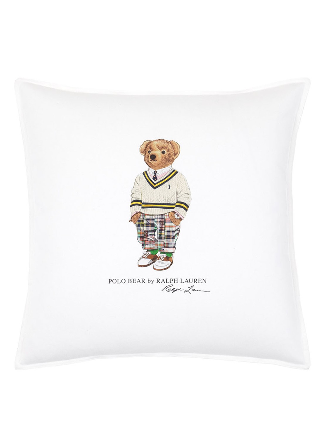 Ralph Lauren Preppy Hampton Bear kussensloop 50 x 50 cm - voorkant 2 wit
