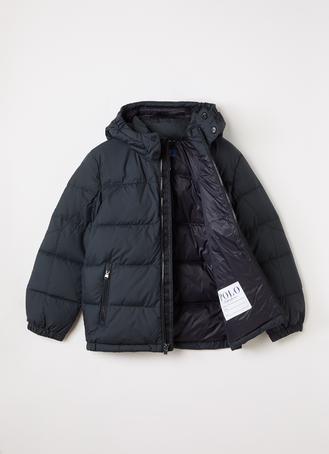 Ralph Lauren Puffer jack met afneembare capuchon - voorkant 2 zwart