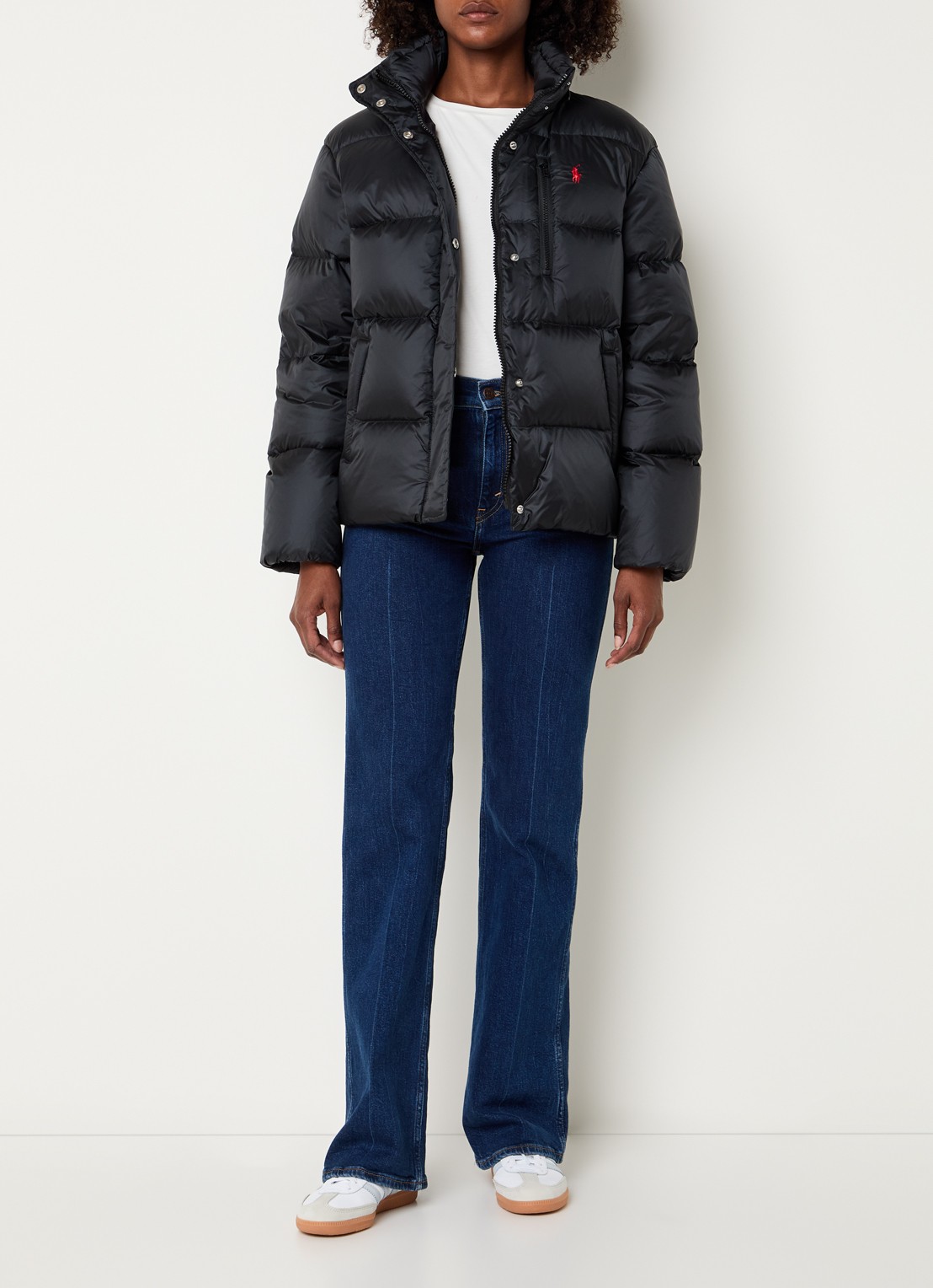 Ralph Lauren Puffer jack met donsvulling en afneembare capuchon - voorkant 2 zwart