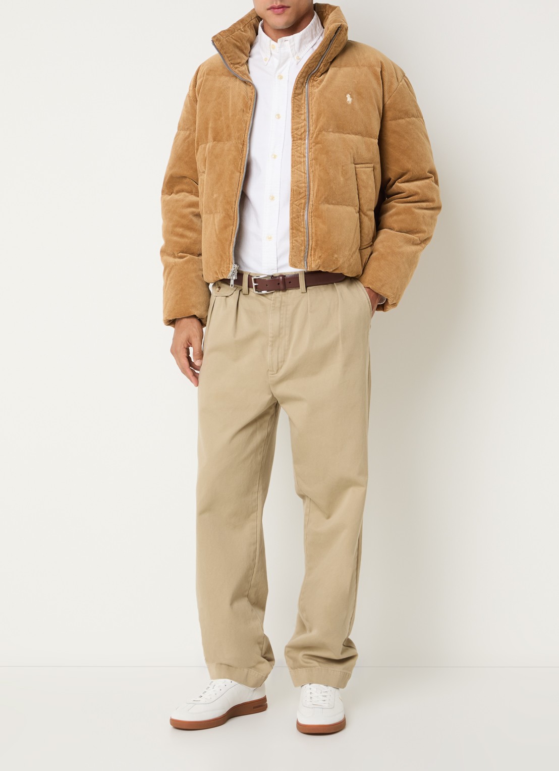 Ralph Lauren Puffer jack met donsvulling en afneembare capuchon - voorkant 2 oranje