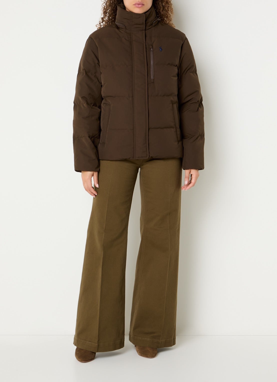 Ralph Lauren Puffer jack met donsvulling en afneembare capuchon - voorkant 4 bruin