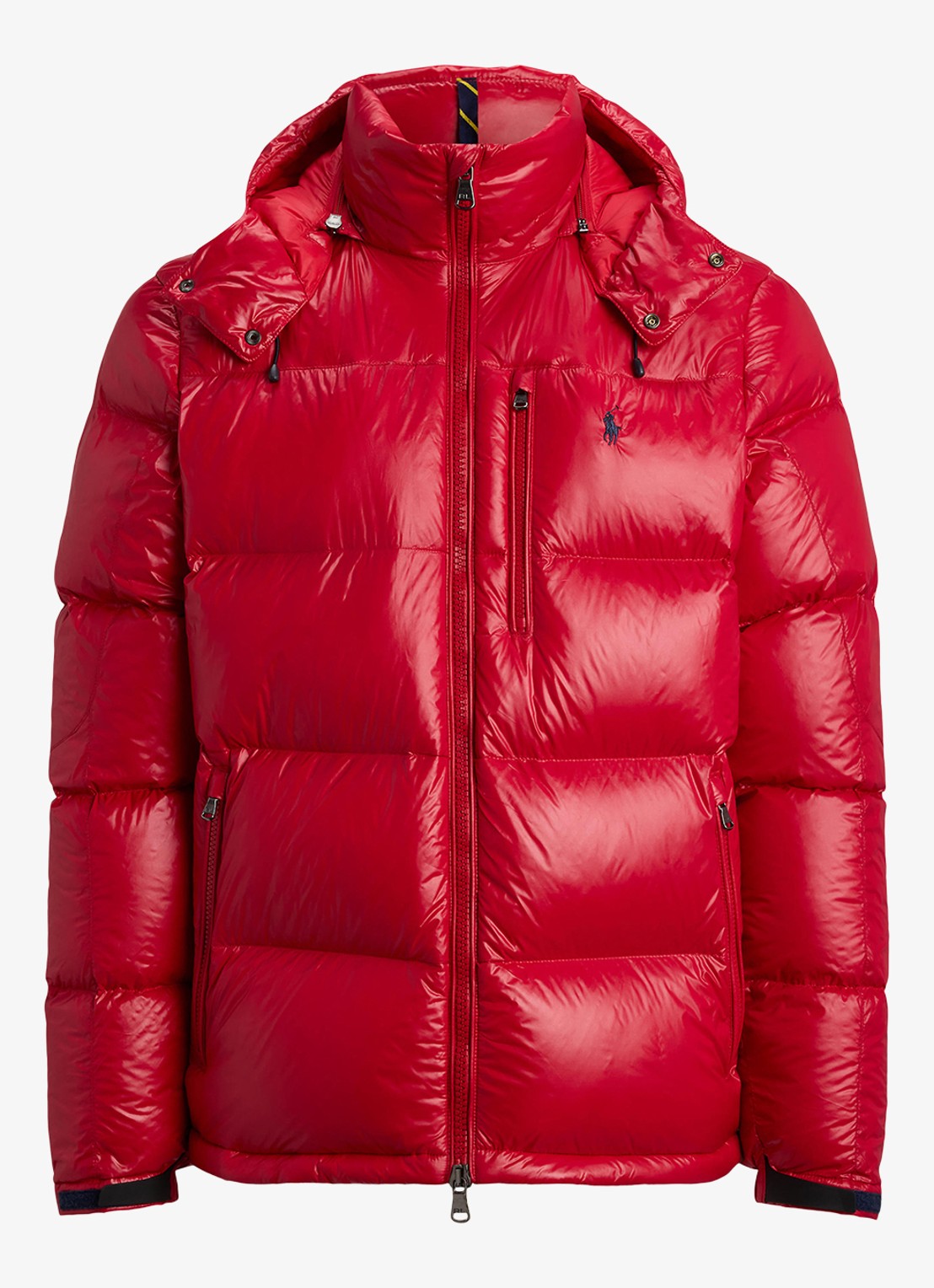 Ralph Lauren Puffer jack met donsvulling en capuchon - voorkant 2 red glossy / rood
