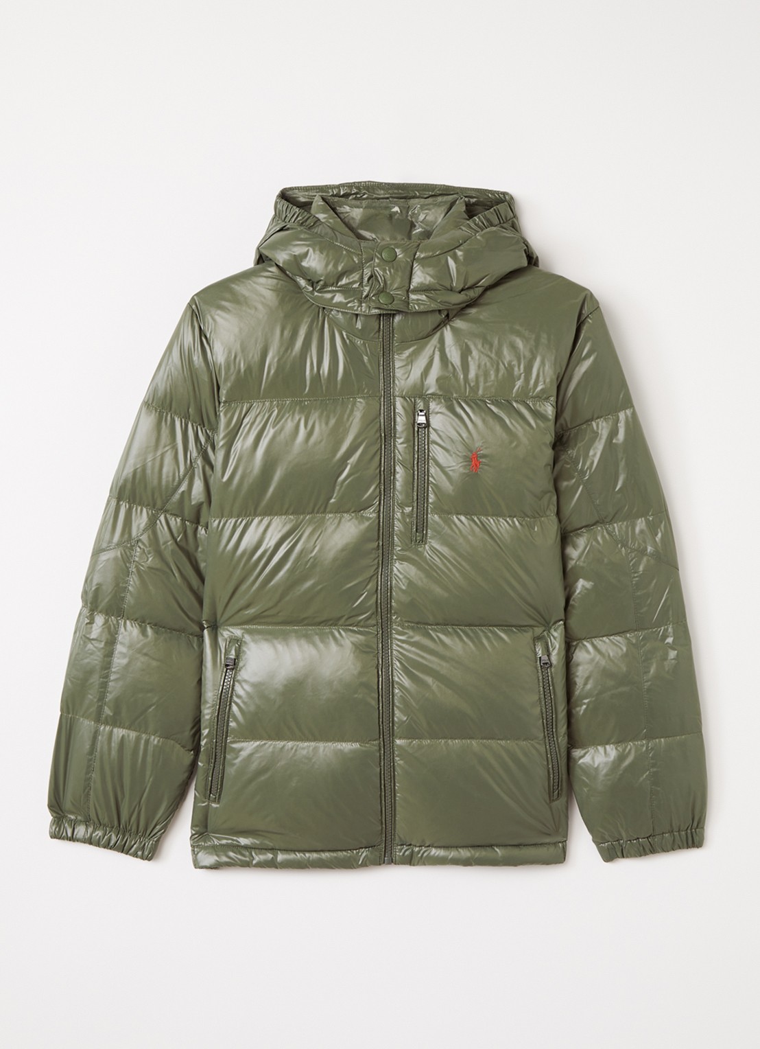 Ralph Lauren Puffer jack met donsvulling - voorkant 2 olijfgroen