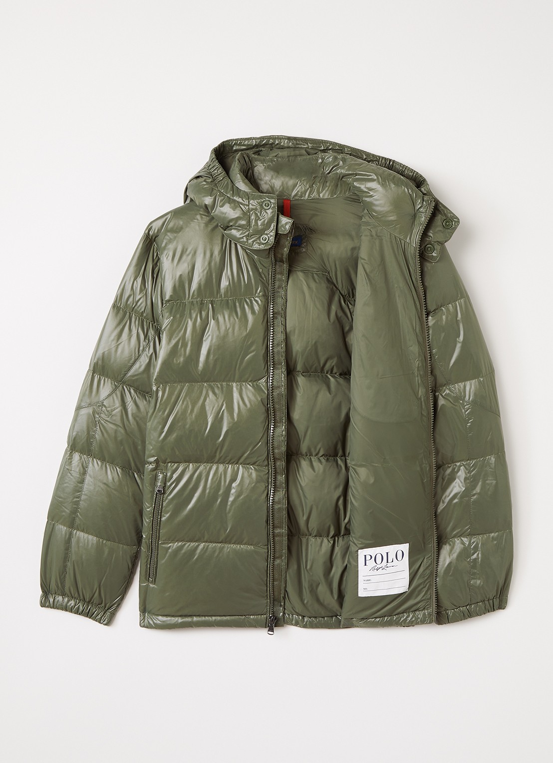 Ralph Lauren Puffer jack met donsvulling - voorkant 3 olijfgroen
