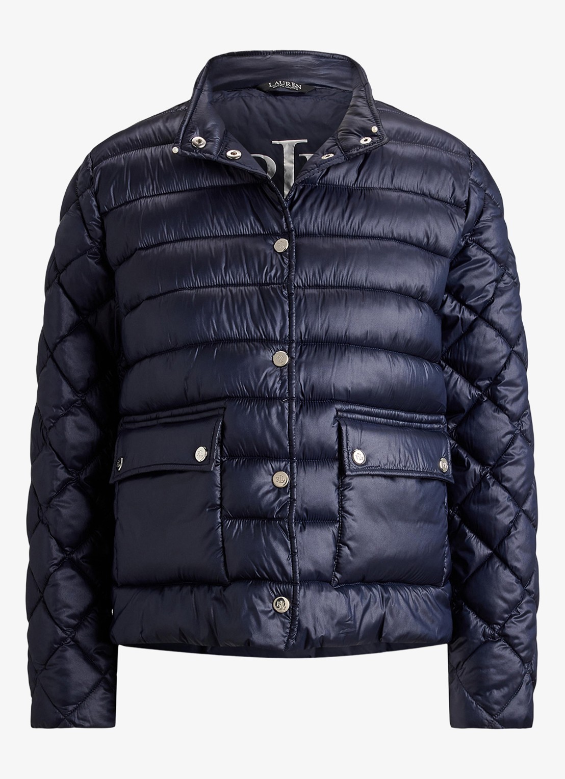 Ralph Lauren Puffer jack met opgestikte zakken - voorkant blauw