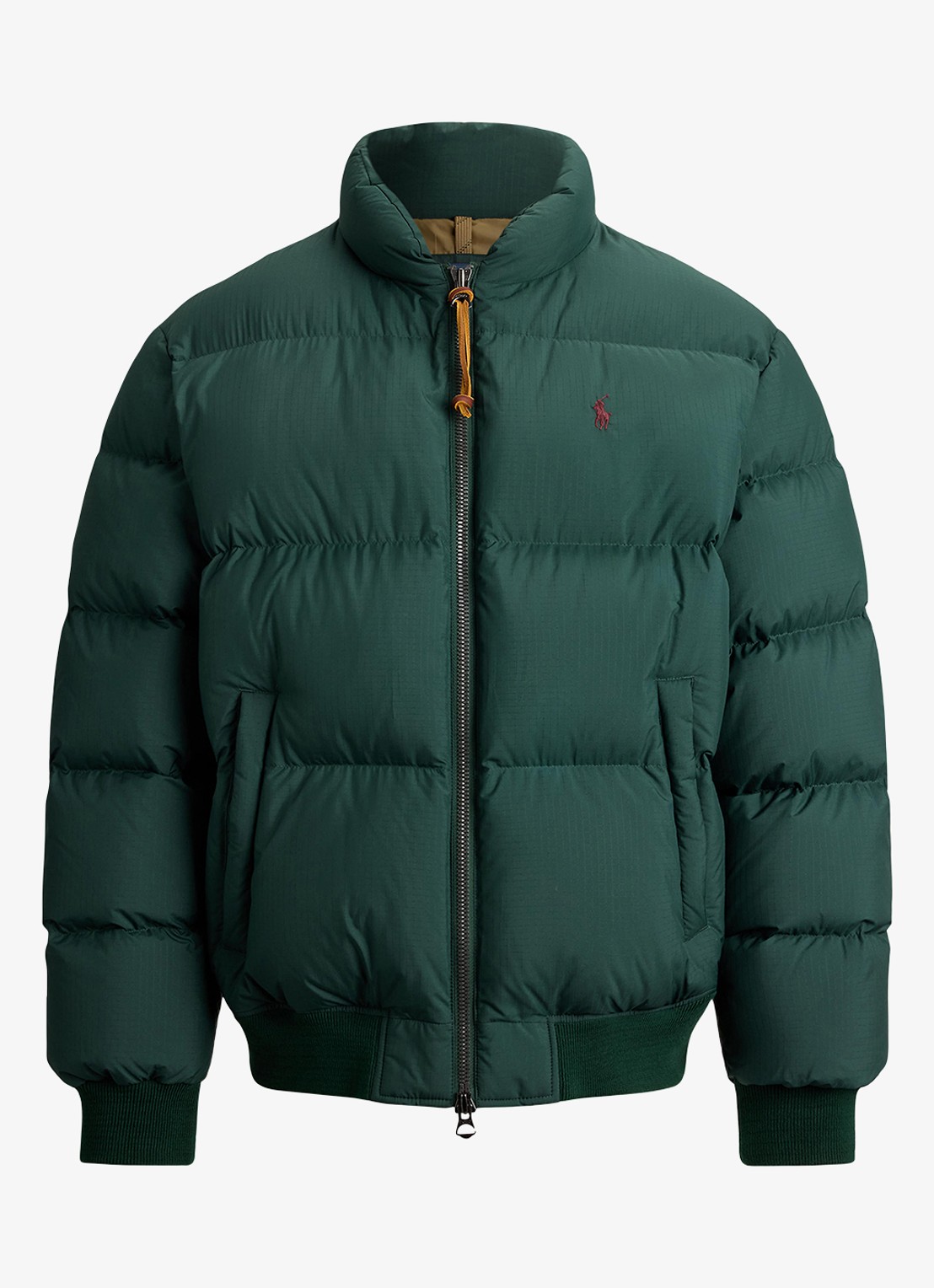 Ralph Lauren Puffer jack met steekzakken en logo - voorkant moss agate / mosgroen