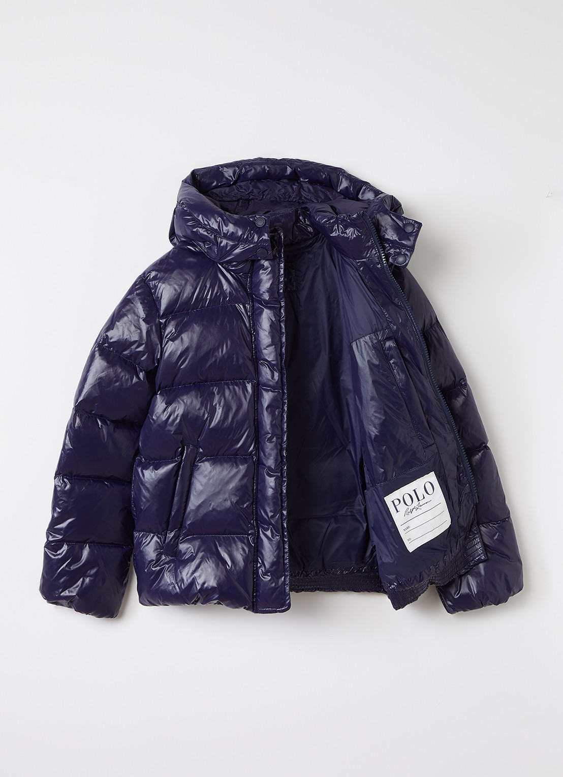 Ralph Lauren Pufferjack met donsvulling en ritszakken - voorkant 3 donkerblauw