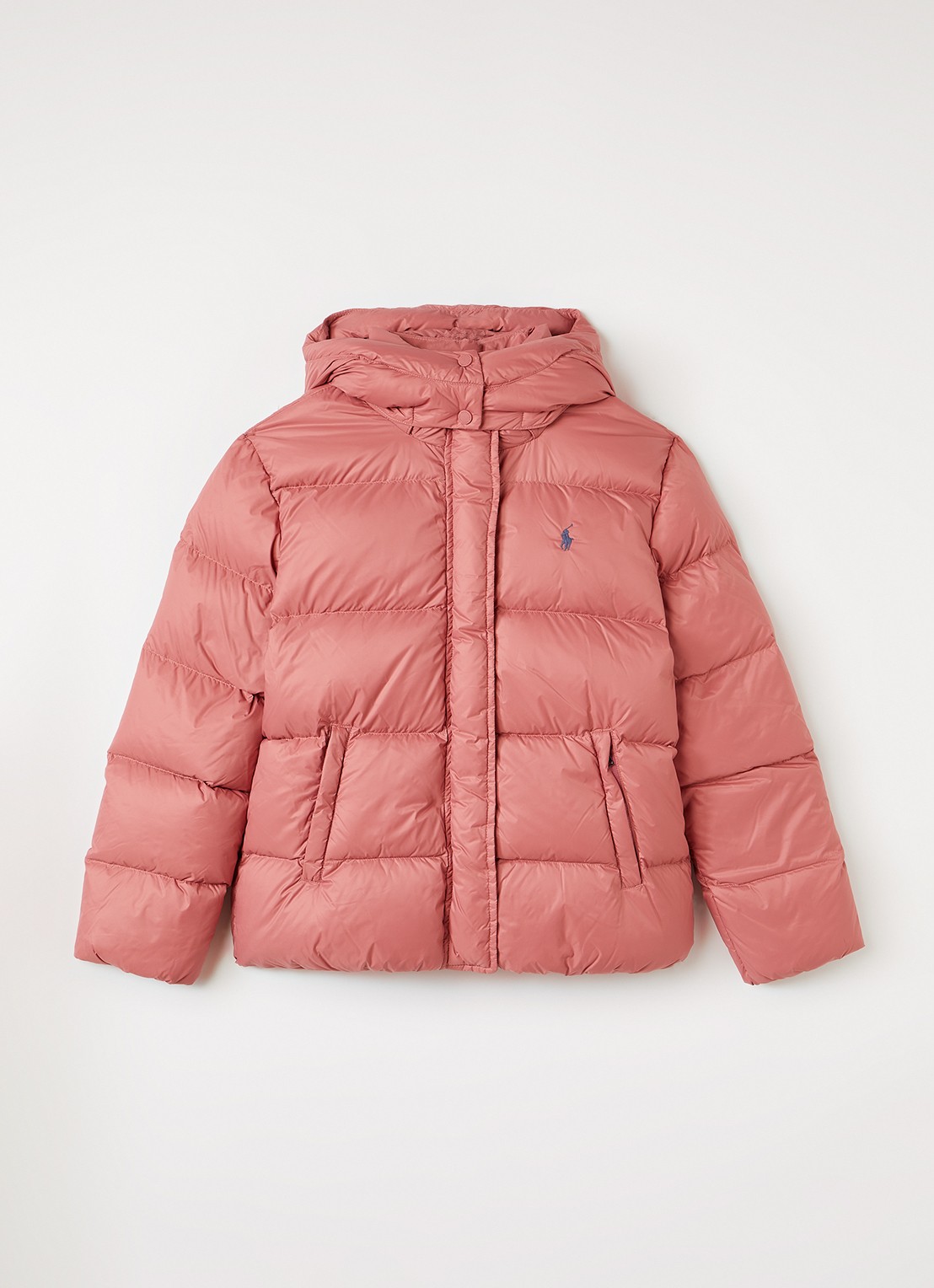 Ralph Lauren Pufferjack met donsvulling en ritszakken - voorkant 5 roze