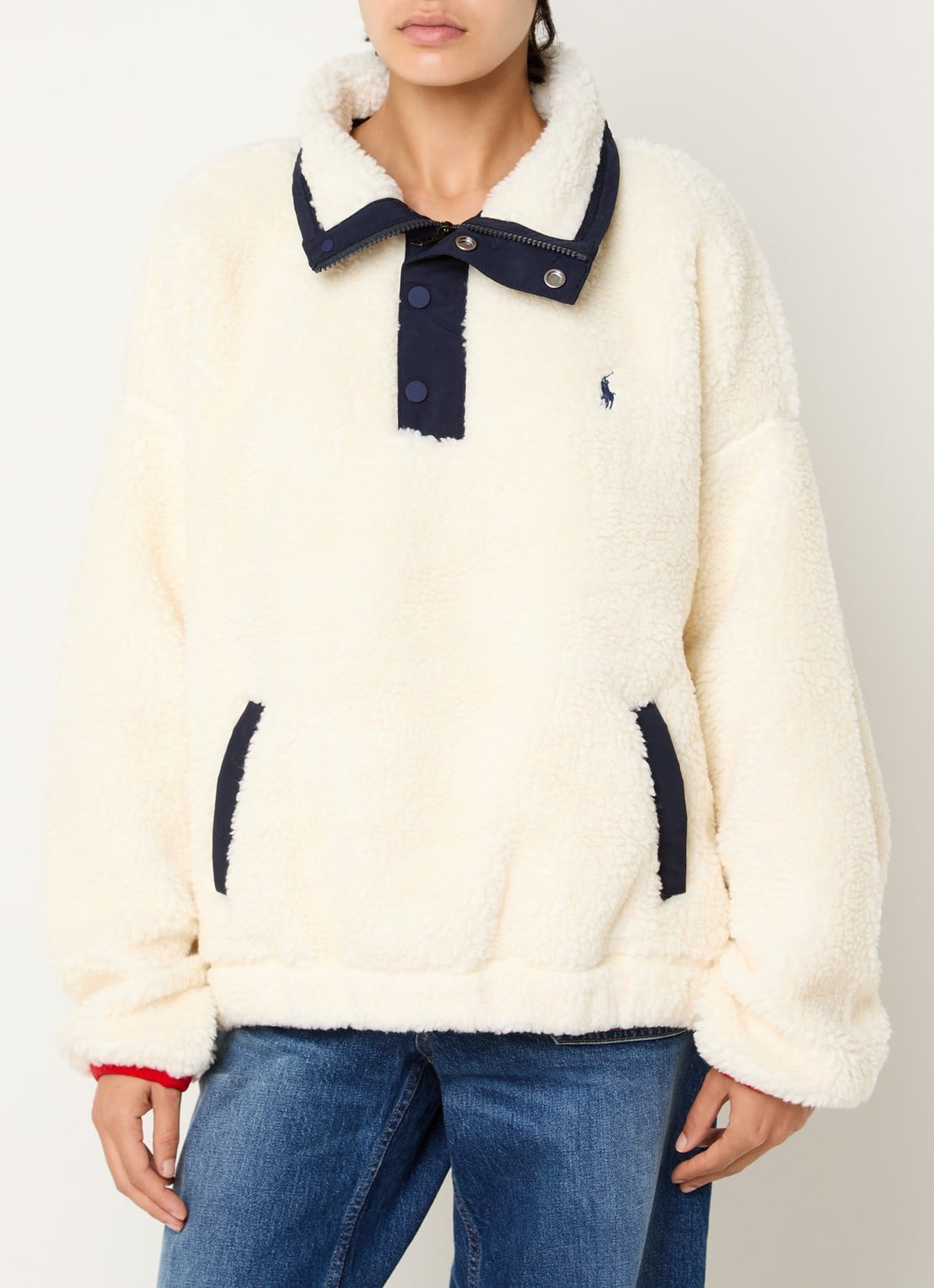 Ralph Lauren Pullover met logo en backprint - achterkant 4 gebroken wit