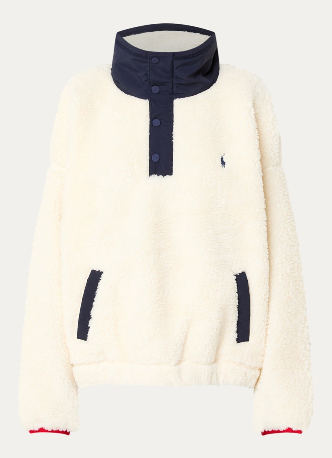 Ralph Lauren Pullover met logo en backprint - voorkant gebroken wit