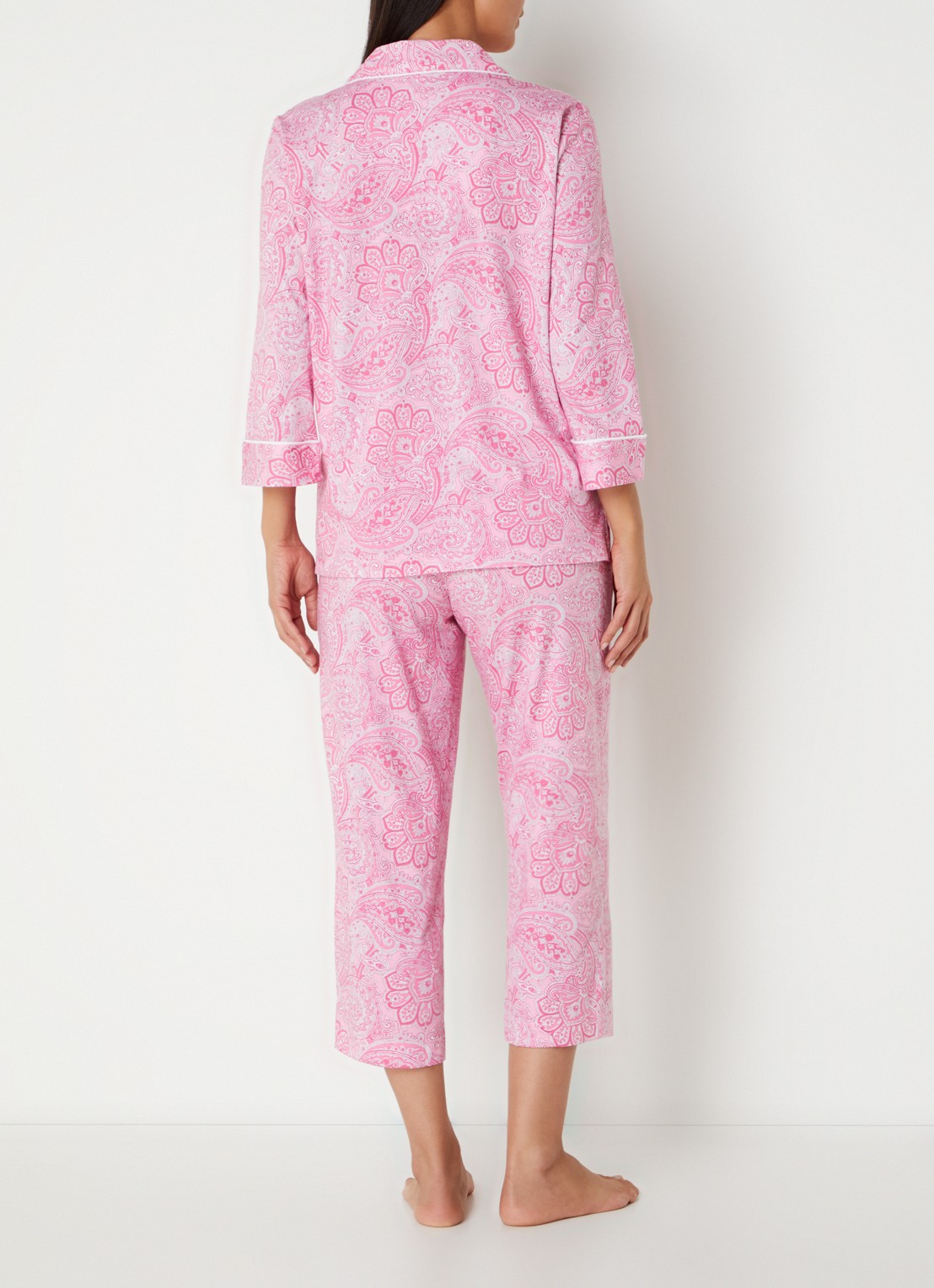 Ralph Lauren Pyamaset met paisley desson met logoborduring - achterkant 3 lichtroze