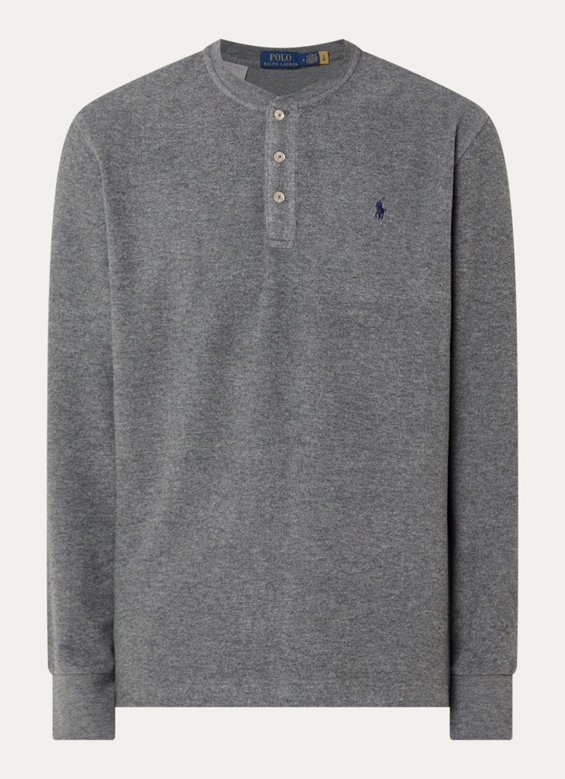 Ralph Lauren Pyjama top met logoborduring - voorkant 3 grijs