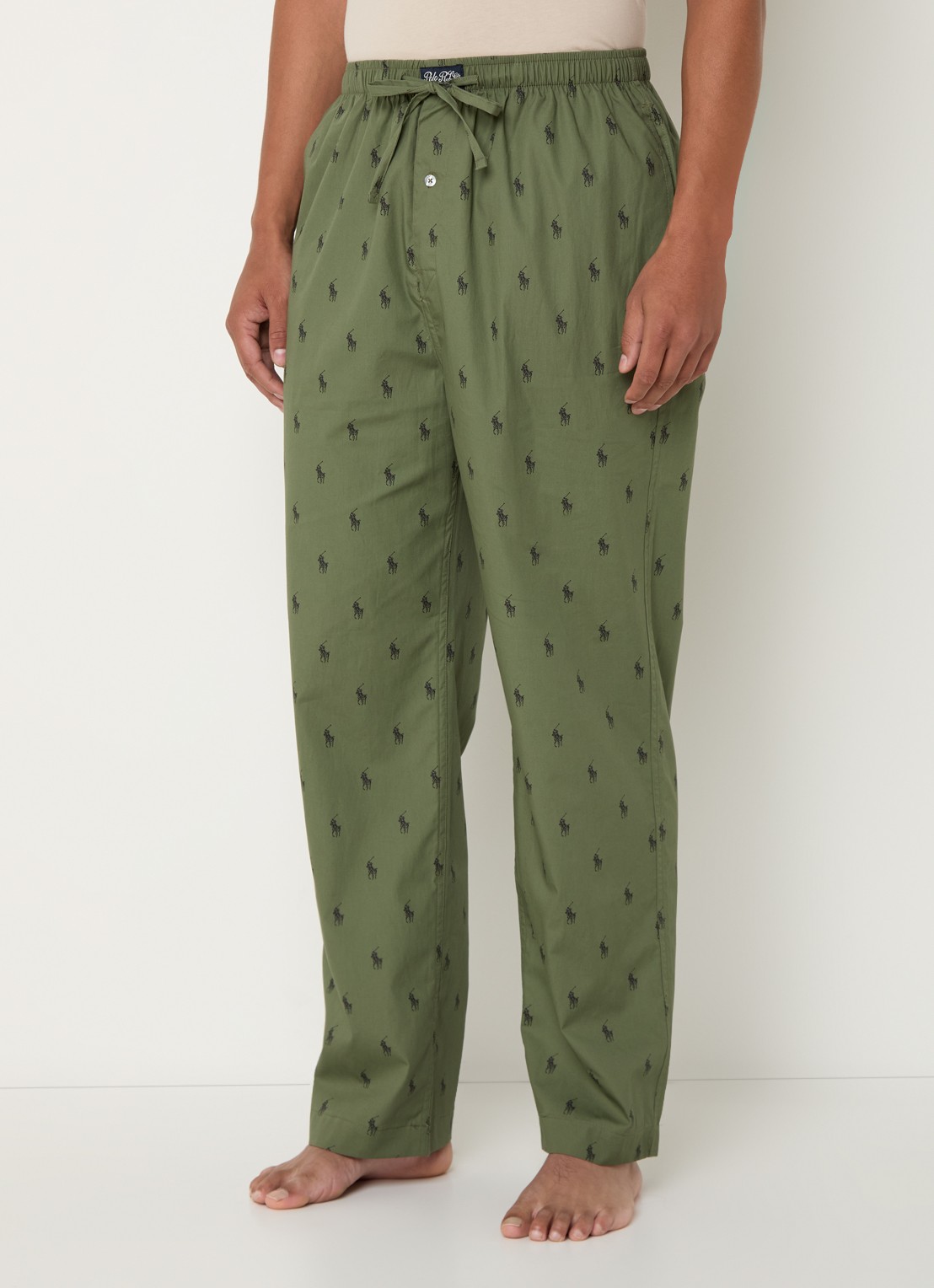 Ralph Lauren Pyjamabroek met logoprint en steekzakken - detail 4 legergroen