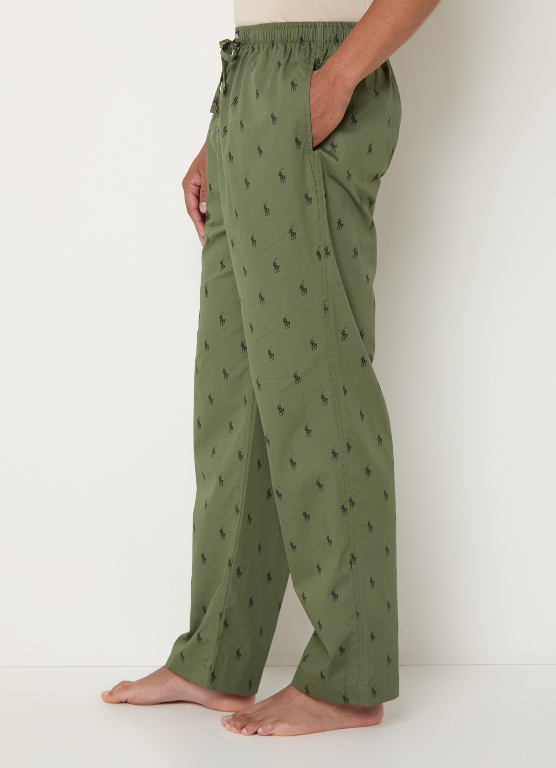 Ralph Lauren Pyjamabroek met logoprint en steekzakken - detail 5 legergroen