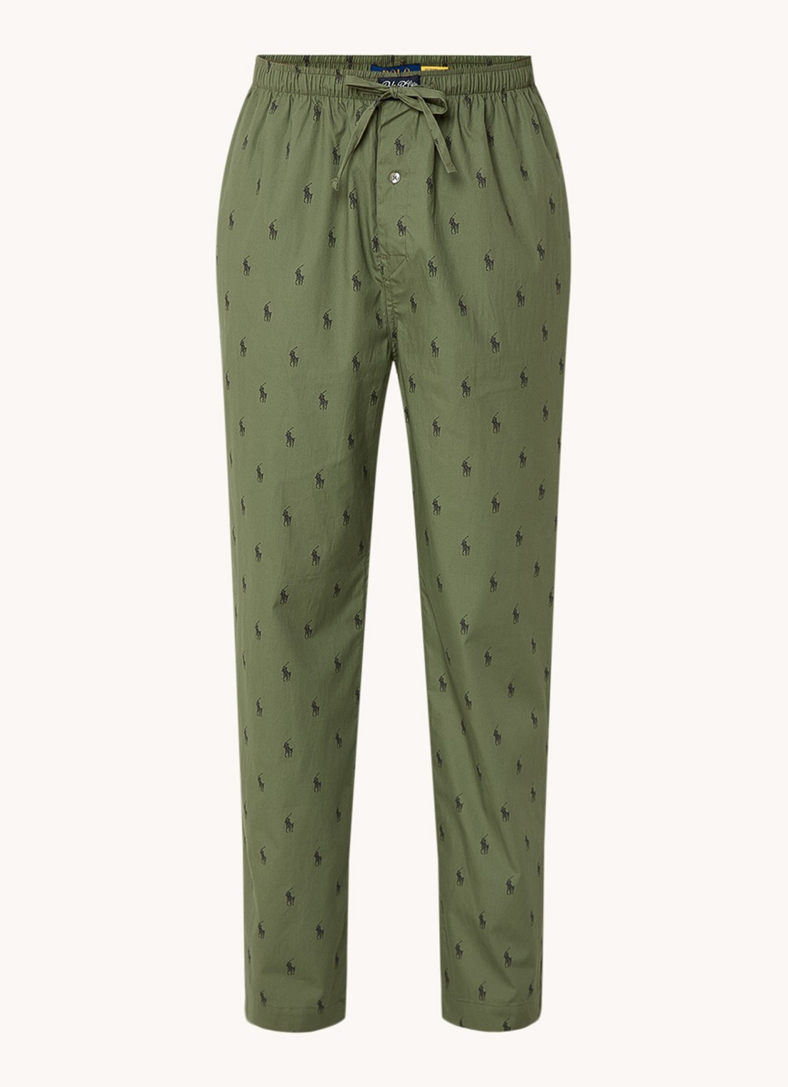 Ralph Lauren Pyjamabroek met logoprint en steekzakken - voorkant 2 legergroen
