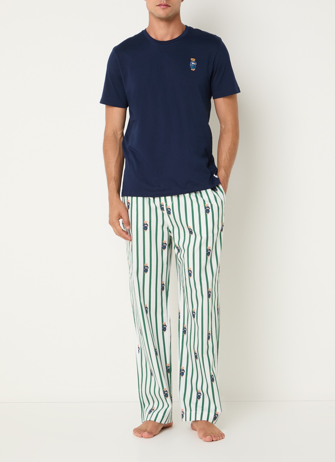Ralph Lauren Pyjamabroek met logoprint en steekzakken - voorkant 2 mosgroen