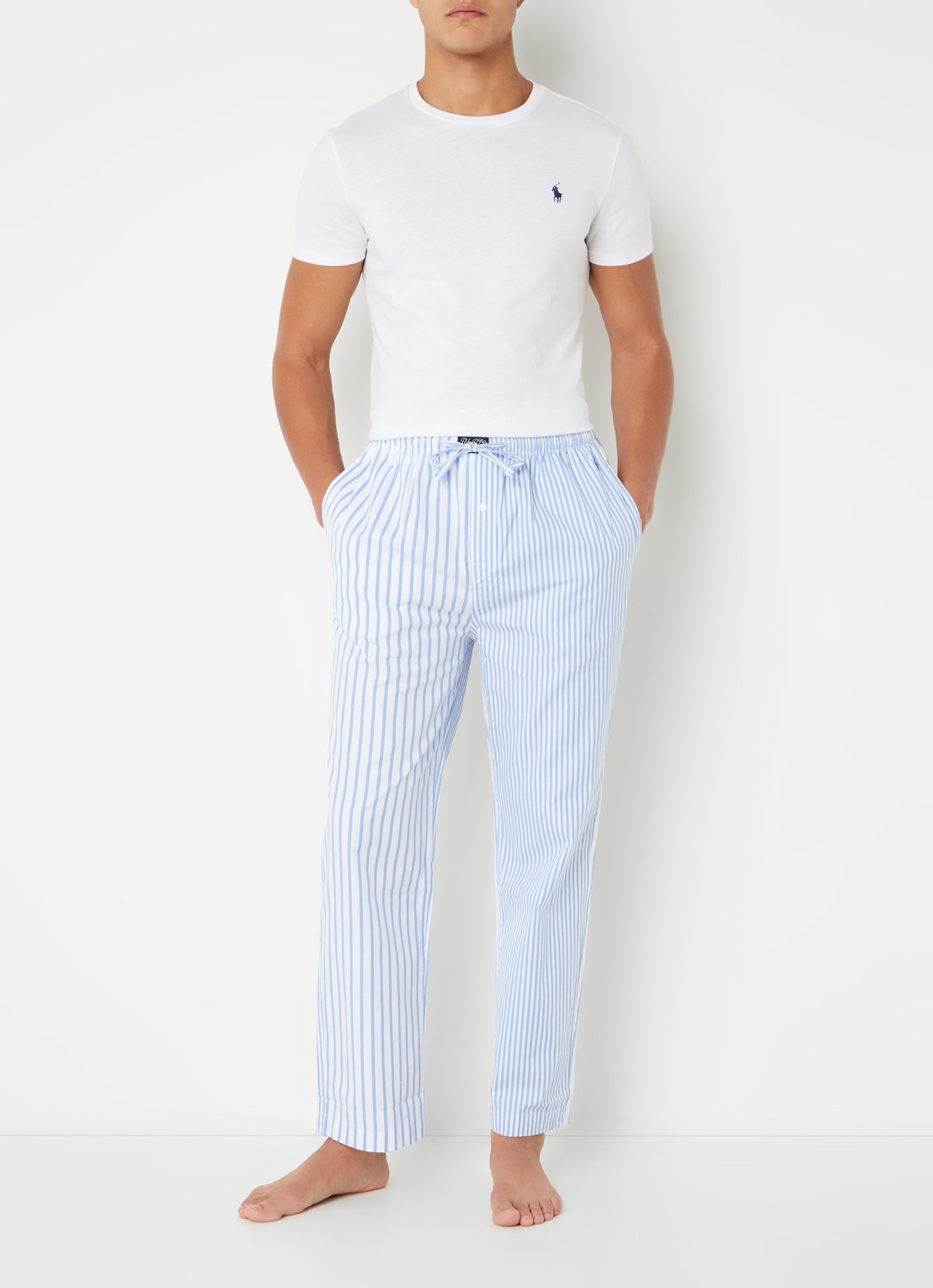Ralph Lauren Pyjamabroek met logoprint en steekzakken - voorkant 5 blauw
