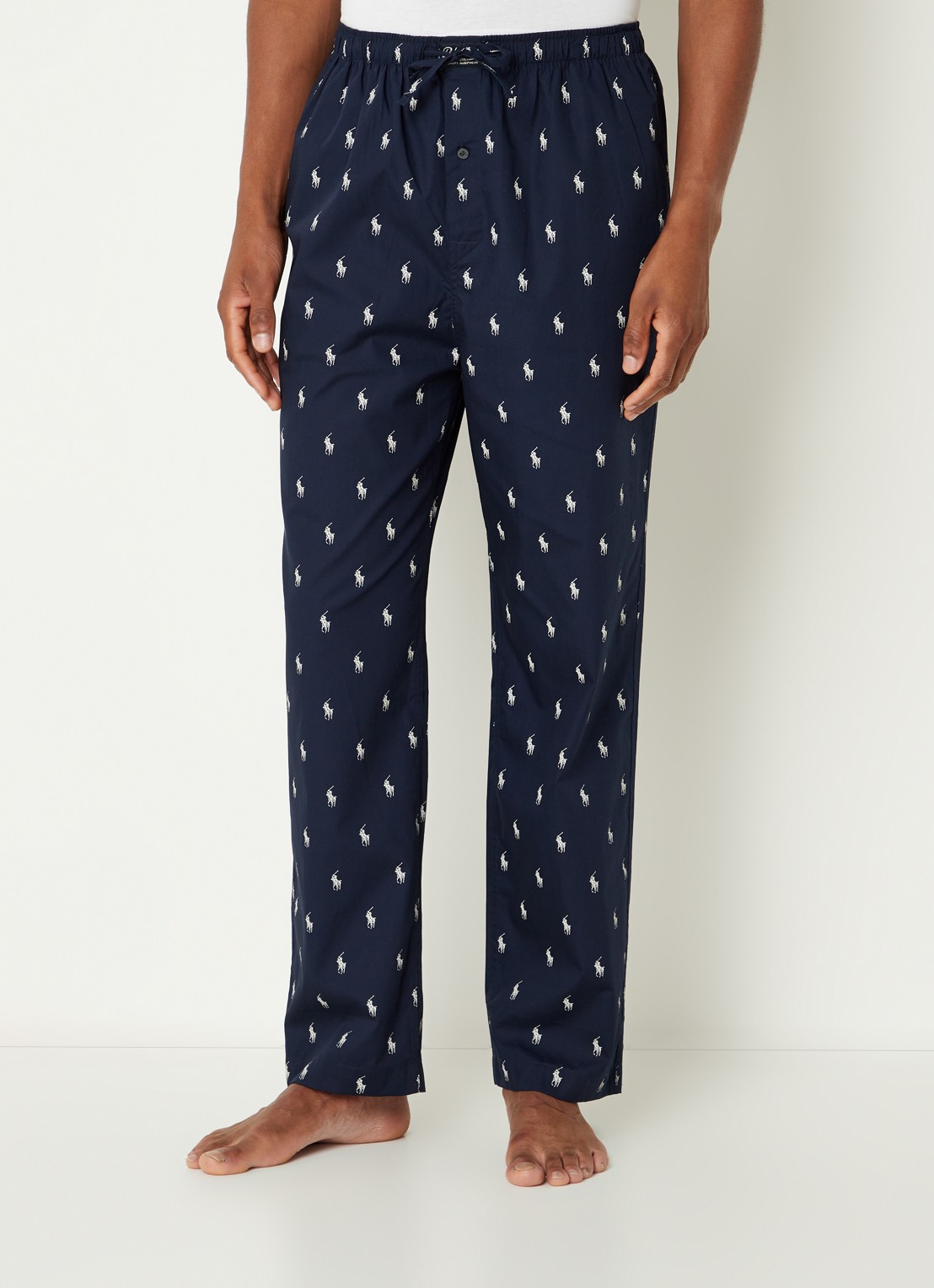 Ralph Lauren Pyjamabroek met logoprint en steekzakken - detail 4 donkerblauw