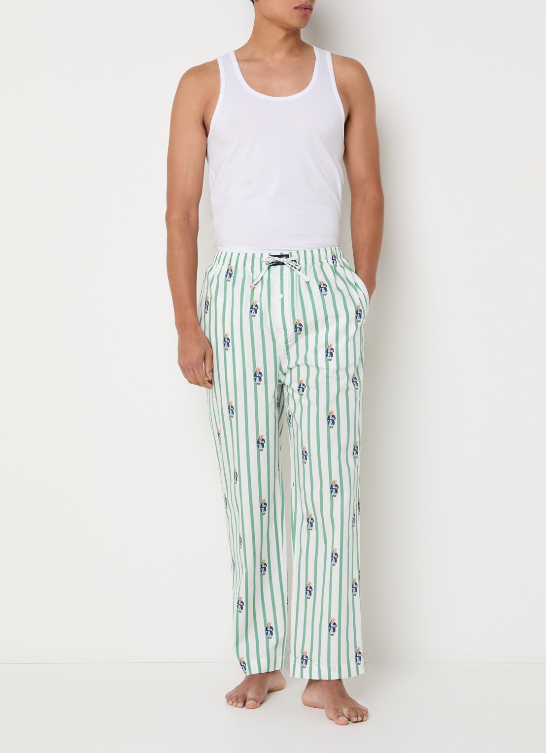Ralph Lauren Pyjamabroek met streepprint - voorkant 4 groen